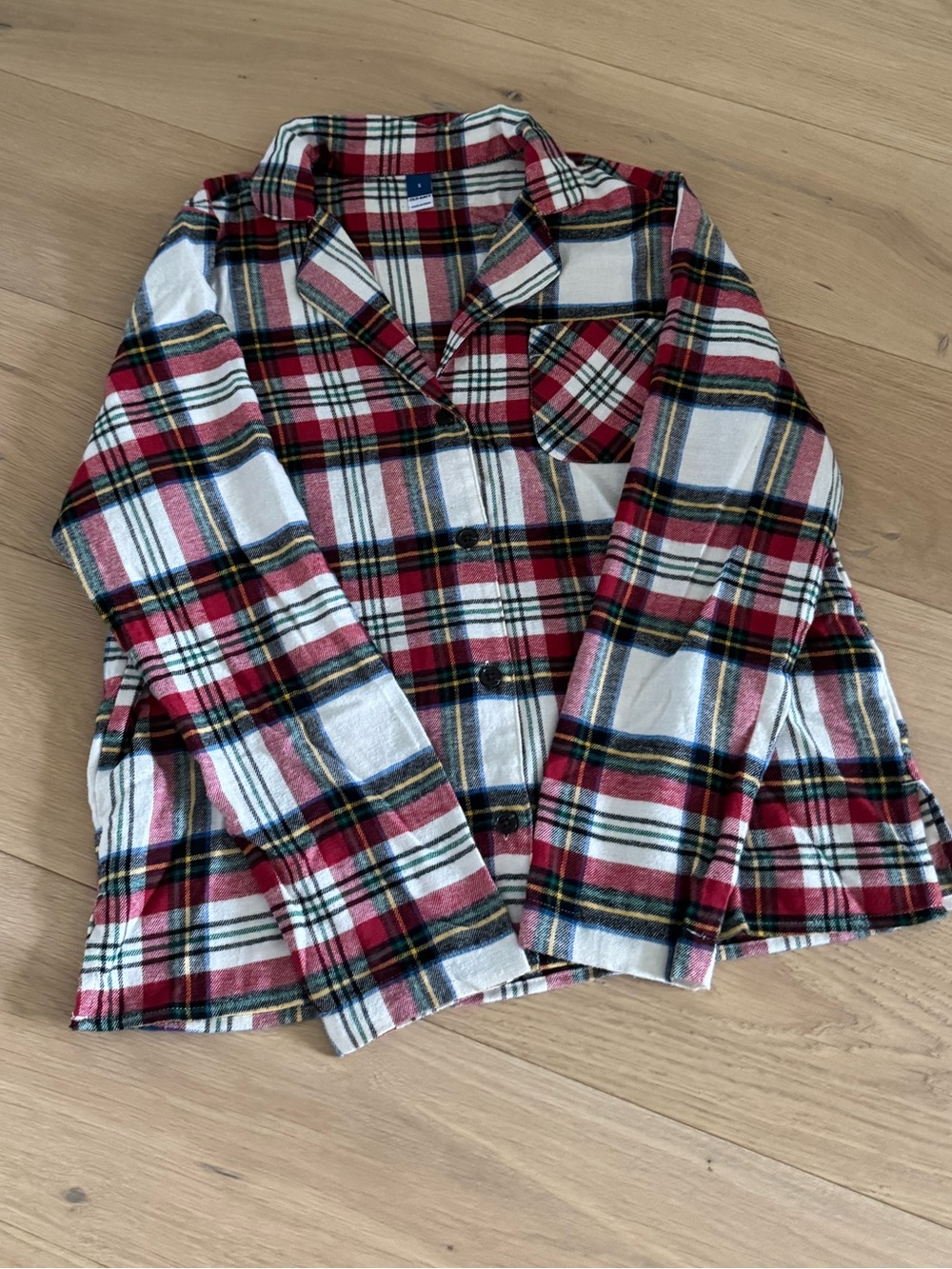 Old Navy Red Multi-Color Plaid Button-Up Pajama Top Size Small